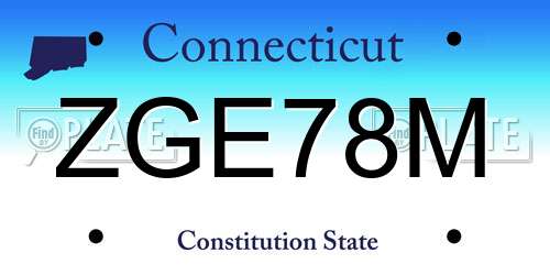 ZGE78M Connecticut License Plate