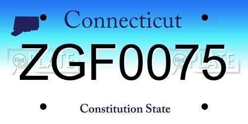 ZGF0075 Connecticut License Plate