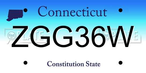 ZGG36W Connecticut License Plate