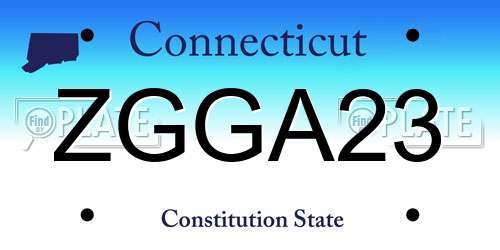 ZGGA23 Connecticut License Plate