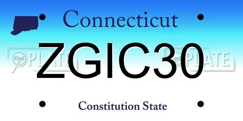 ZGIC30 Connecticut License Plate