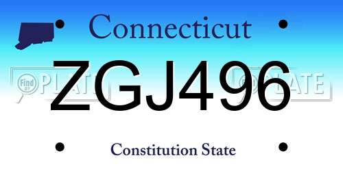 ZGJ496 Connecticut License Plate