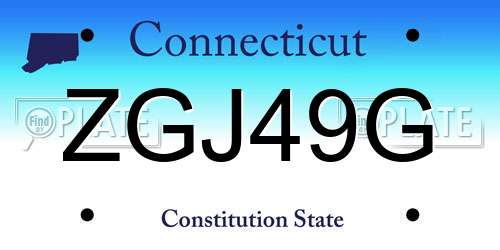 ZGJ49G Connecticut License Plate