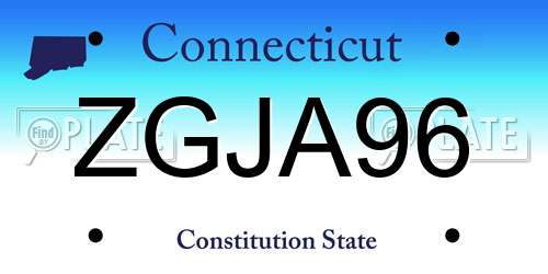 ZGJA96 Connecticut License Plate