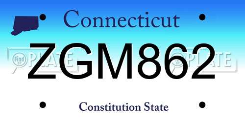 ZGM862 Connecticut License Plate