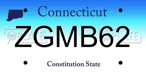 ZGMB62 Connecticut License Plate