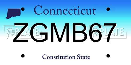 ZGMB67 Connecticut License Plate