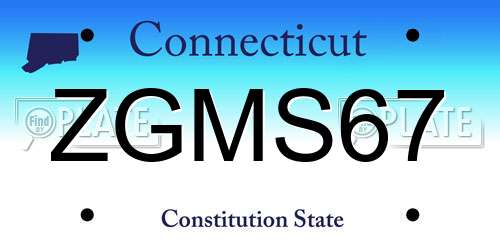 ZGMS67 Connecticut License Plate