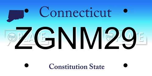 ZGNM29 Connecticut License Plate