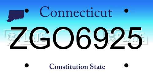 ZGO6925 Connecticut License Plate