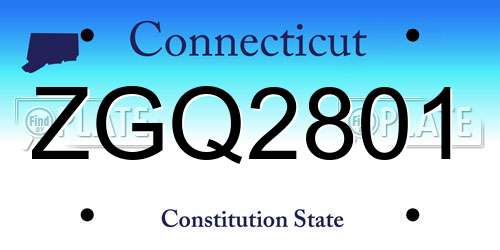 ZGQ2801 Connecticut License Plate
