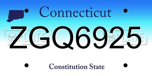 ZGQ6925 Connecticut License Plate