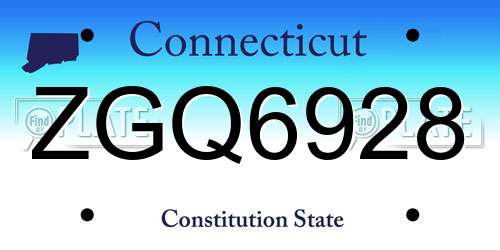 ZGQ6928 Connecticut License Plate