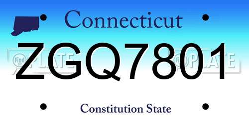 ZGQ7801 Connecticut License Plate