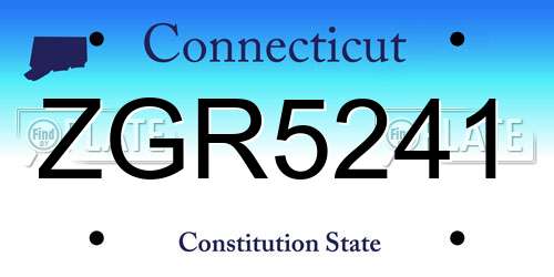 ZGR5241 Connecticut License Plate
