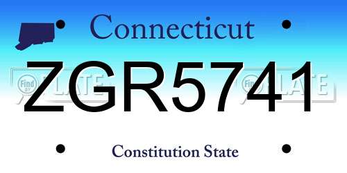 ZGR5741 Connecticut License Plate