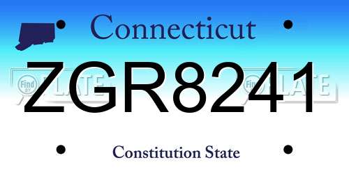 ZGR8241 Connecticut License Plate