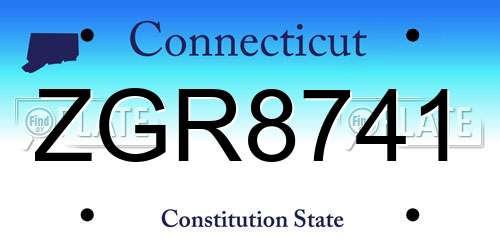 ZGR8741 Connecticut License Plate