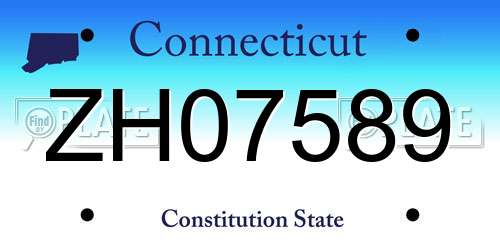 ZH07589 Connecticut License Plate