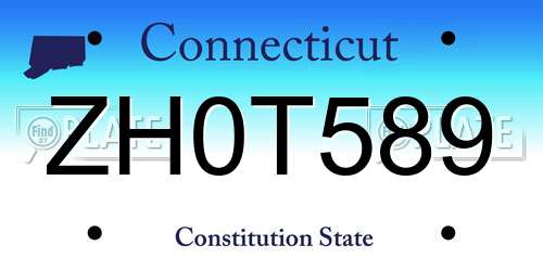 ZH0T589 Connecticut License Plate