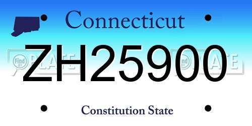 ZH25900 Connecticut License Plate