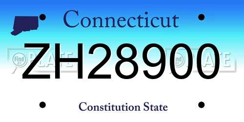 ZH28900 Connecticut License Plate
