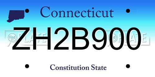 ZH2B900 Connecticut License Plate