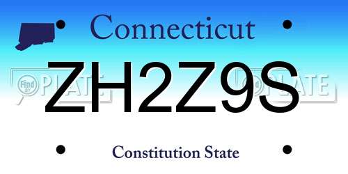 ZH2Z9S Connecticut License Plate