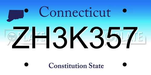 ZH3K357 Connecticut License Plate