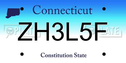 ZH3L5F Connecticut License Plate