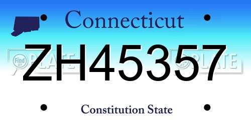 ZH45357 Connecticut License Plate
