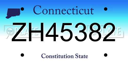 ZH45382 Connecticut License Plate