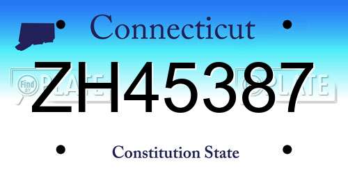 ZH45387 Connecticut License Plate