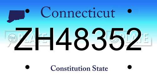 ZH48352 Connecticut License Plate