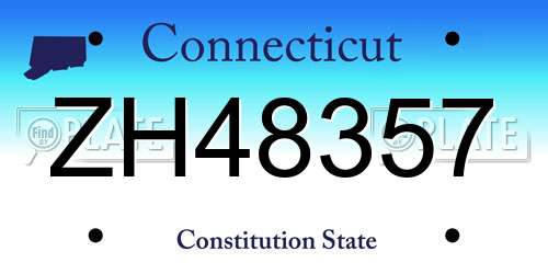 ZH48357 Connecticut License Plate
