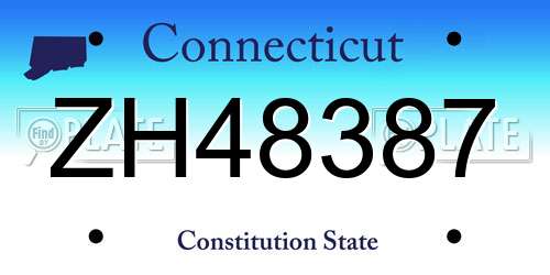 ZH48387 Connecticut License Plate