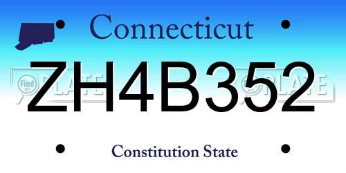 ZH4B352 Connecticut License Plate