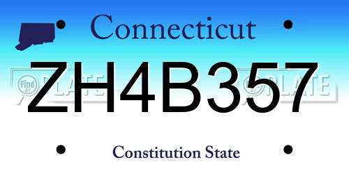 ZH4B357 Connecticut License Plate