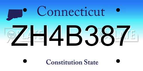 ZH4B387 Connecticut License Plate