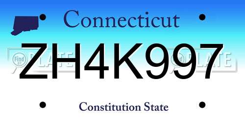 ZH4K997 Connecticut License Plate