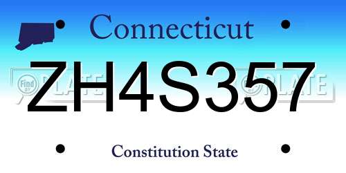 ZH4S357 Connecticut License Plate
