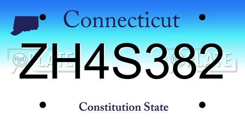 ZH4S382 Connecticut License Plate