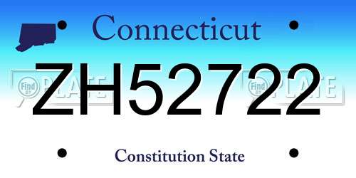 ZH52722 Connecticut License Plate