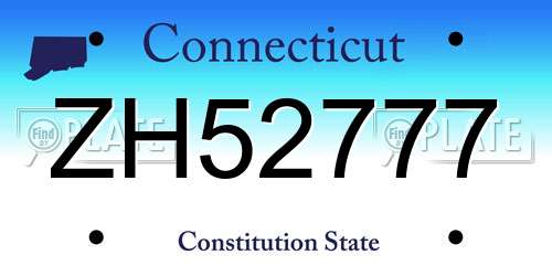ZH52777 Connecticut License Plate