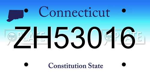ZH53016 Connecticut License Plate