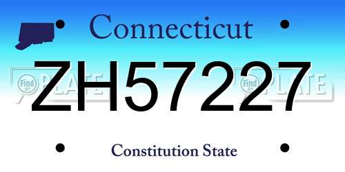 ZH57227 Connecticut License Plate
