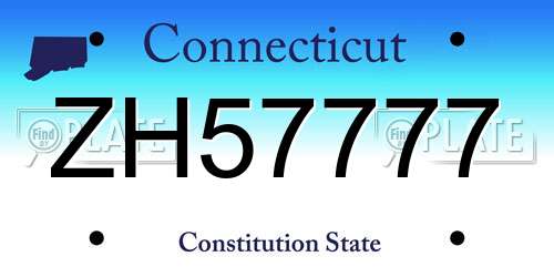 ZH57777 Connecticut License Plate