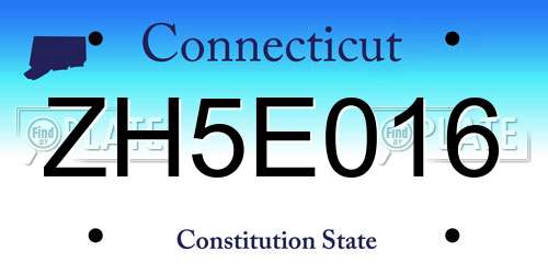 ZH5E016 Connecticut License Plate