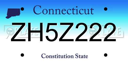 ZH5Z222 Connecticut License Plate