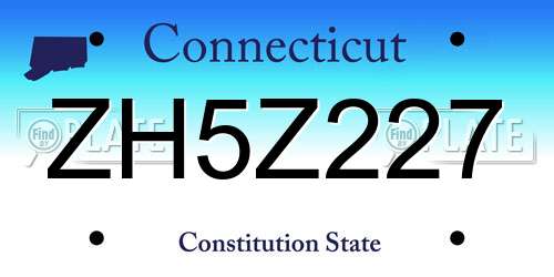 ZH5Z227 Connecticut License Plate